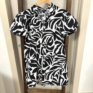 MSK Monochrome Abstract Button-Front dress